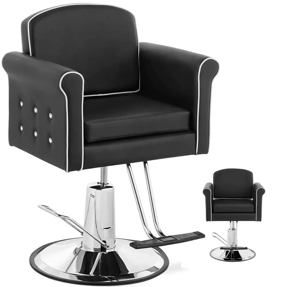 ⁨Fotel fryzjerski barberski kosmetyczny z podnóżkiem Physa TRING - czarny⁩ w sklepie Wasserman.eu