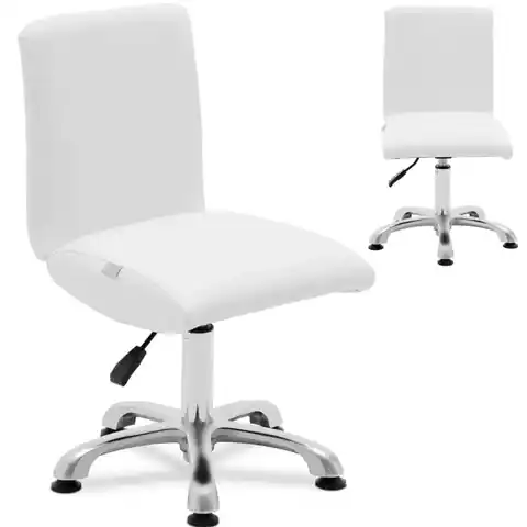 ⁨Krzesło kosmetyczne obrotowe z oparciem 38-52 cm LANCY - białe⁩ w sklepie Wasserman.eu