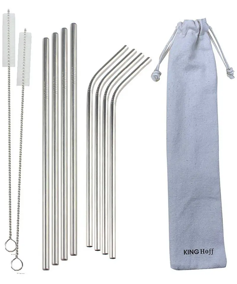 METAL STRAWS FOR DRINKS KINGHOFF 8pcs. + CASE KH-1357 at Wasserman.eu