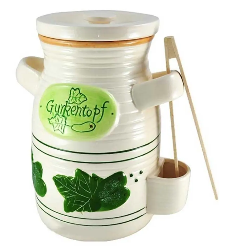 ⁨SŁÓJ CERAMICZNY DO OGÓRKÓW 2L+ SZCZYPCE⁩ w sklepie Wasserman.eu