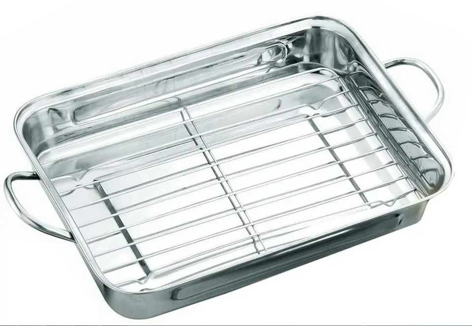 ⁨STEEL BAKING PAN WITH GRATE 35cm KH-1377⁩ at Wasserman.eu