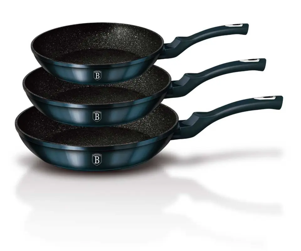 SET OF 3 GRANITE PANS 20/24/28CM BERLINGER HAUS AQUAMARINE BH-6177 at Wasserman.eu
