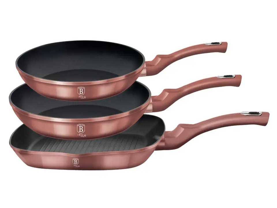 SET OF 3 GRANITE PANS 20/24/28CM BERLINGER HAUS BH-6041 I-ROSE at Wasserman.eu