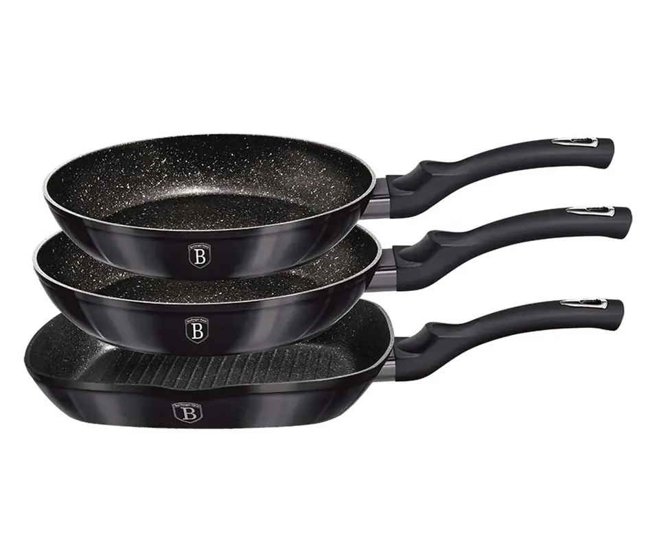 ⁨SET OF 3 GRANITE PANS BERLINGER HAUS BH-6904 CARBON PRO⁩ at Wasserman.eu