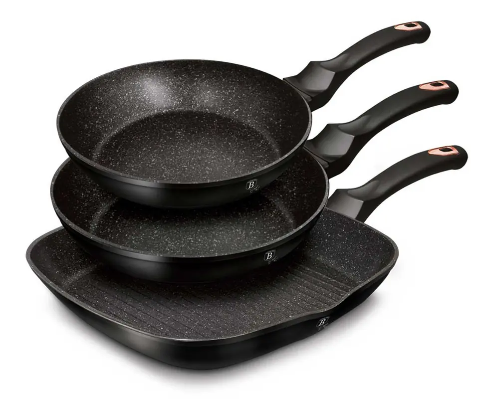 ⁨SET OF 3 GRANITE PANS BERLINGERHAUS BLACK ROSE BH-6156⁩ at Wasserman.eu