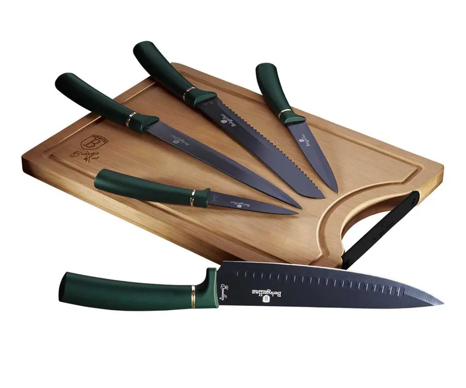 ⁨SET OF 5 KITCHEN KNIVES WITH BOARD BERLINGER HAUS BH-2551 EMERALD⁩ at Wasserman.eu