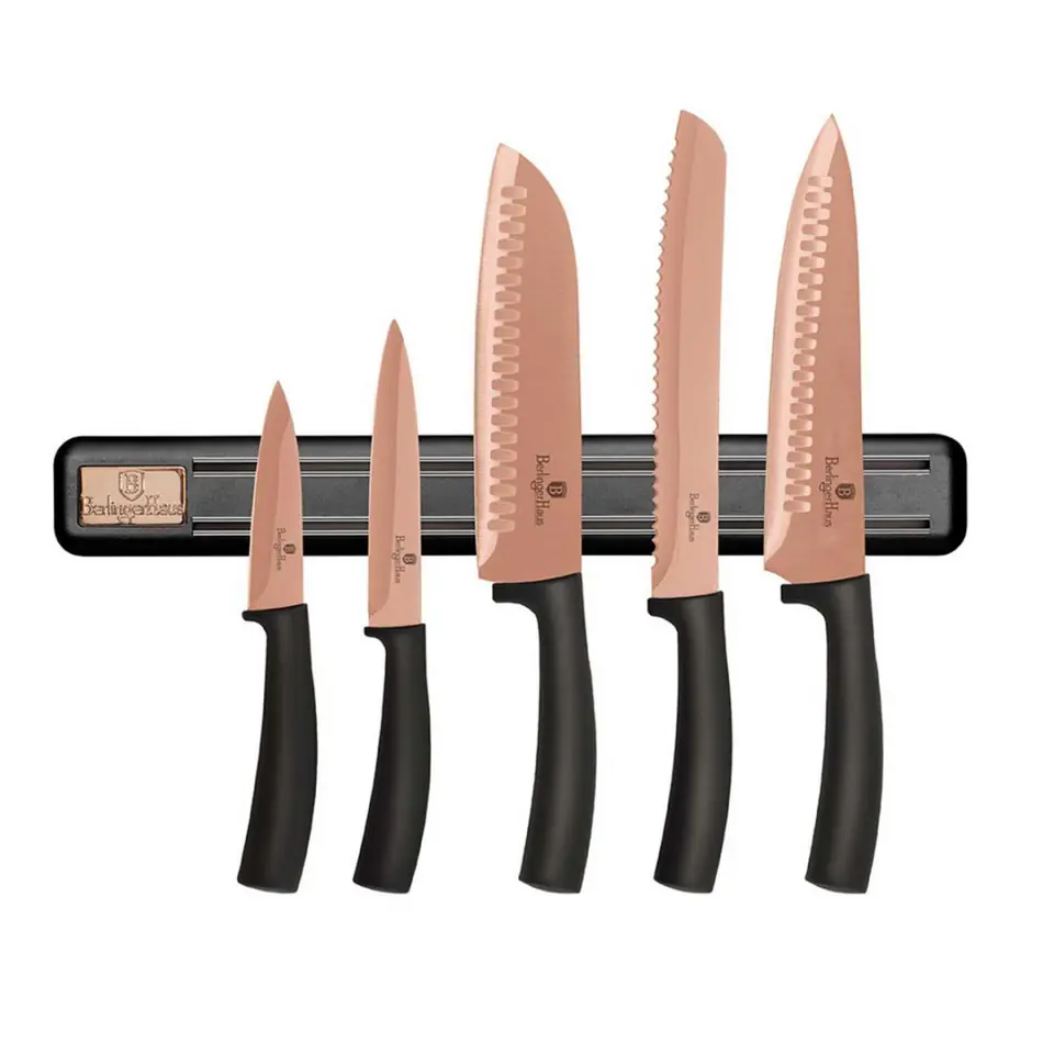 ⁨SET OF 5 KITCHEN KNIVES WITH STRIP BERLINGER HAUS BH-2614 ROSE GOLD⁩ at Wasserman.eu