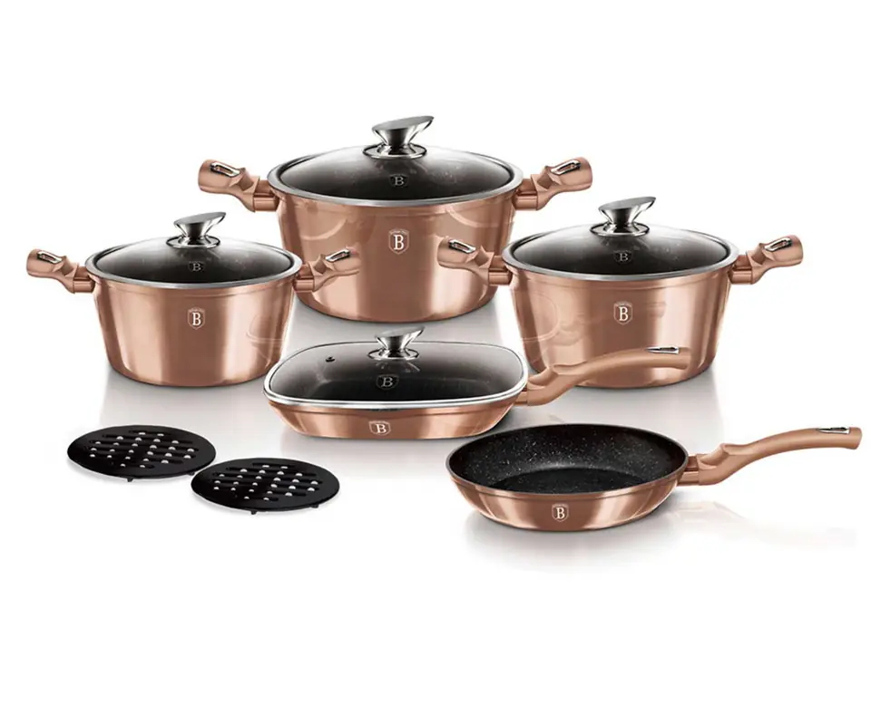 ⁨GRANITE POT SET BERLINGER HAUS BH-6191 ROSE GOLD⁩ at Wasserman.eu