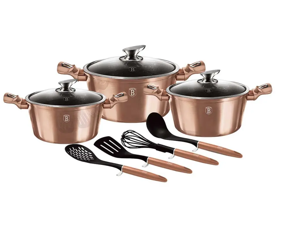 ⁨GRANITE POT SET BERLINGER HAUS ROSE GOLD BH-6151⁩ at Wasserman.eu