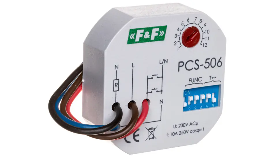 ⁨Przekaźnik czasowy 8-funkcyjny z wejściem START 10A 1Z 230V AC 0,1sek-24h PCS-506⁩ w sklepie Wasserman.eu