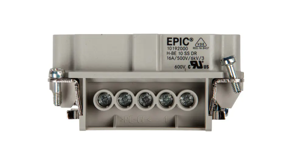 ⁨Wkład złącza 10P+PE męski 16A 500V EPIC H-BE 10 SS 10192000⁩ w sklepie Wasserman.eu