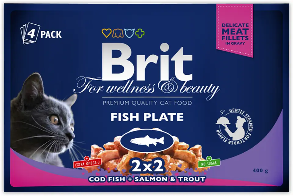 ⁨BRIT POUCHES FISH PLATE (4x100g) 400 g⁩ w sklepie Wasserman.eu