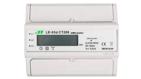 ⁨Licznik energii elektrycznej 3-fazowy 5A 230/400V do współpracy z przekładnikiem 200/5A wyświetlacz LCD LE03D-CT200⁩ w sklepie Wasserman.eu