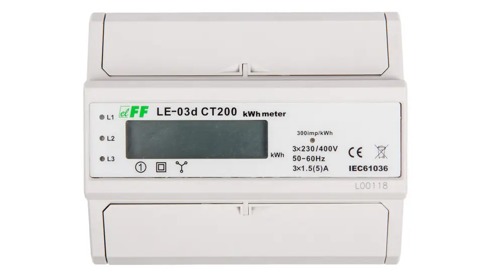 ⁨Electricity meter 3-phase 5A 230/400V for cooperation with transformer 200/5A LCD display LE03D-CT200⁩ at Wasserman.eu