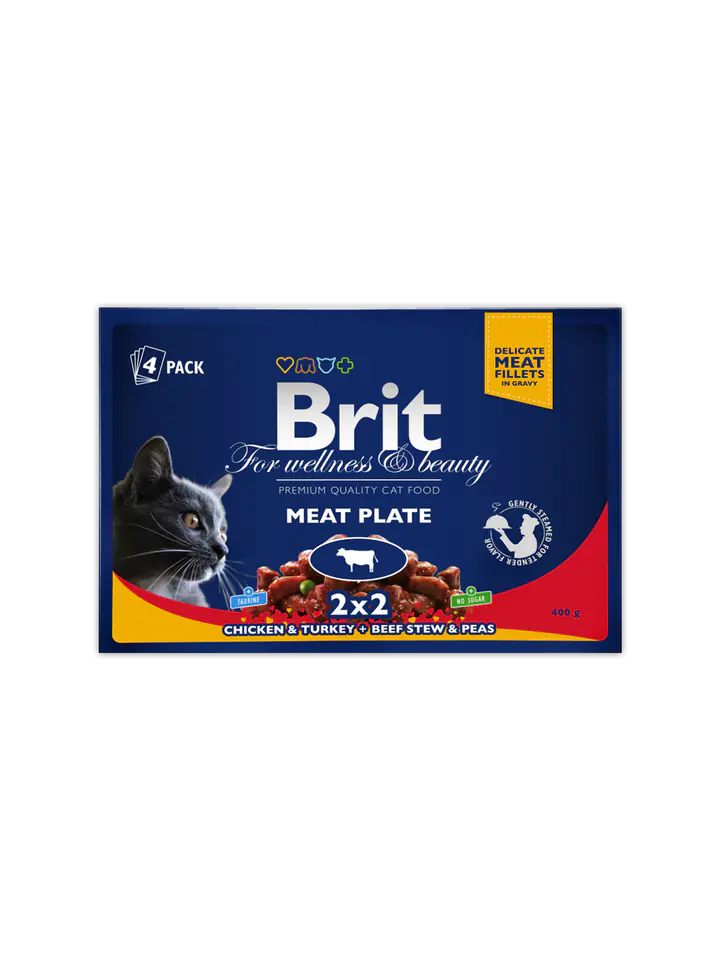 ⁨BRIT POUCHES MEAT PLATE (4x100g) 400 g⁩ at Wasserman.eu