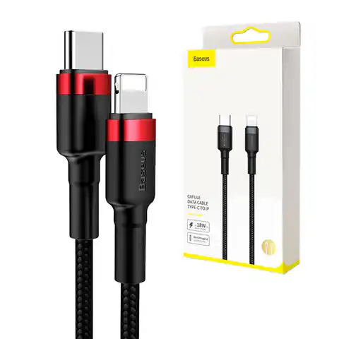 ⁨Kabel USB-C do Lightning PD Baseus Cafule, 18W, 1m (czarno-czerwony)⁩ w sklepie Wasserman.eu