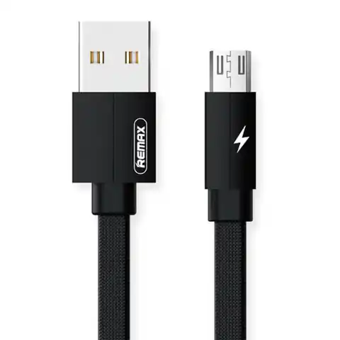 ⁨Kabel USB Micro Remax Kerolla, 1m (czarny)⁩ w sklepie Wasserman.eu