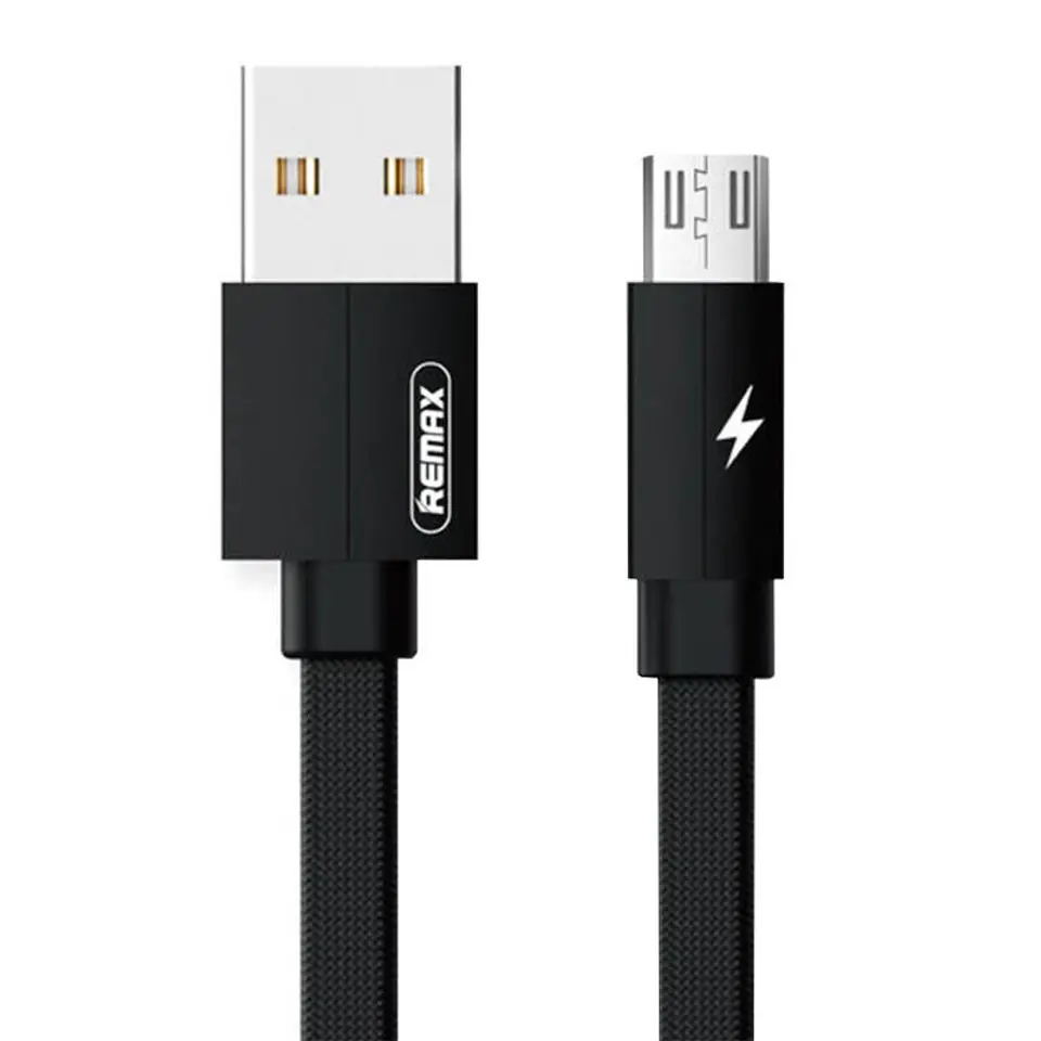 ⁨Kabel USB Micro Remax Kerolla, 2m (czarny)⁩ w sklepie Wasserman.eu