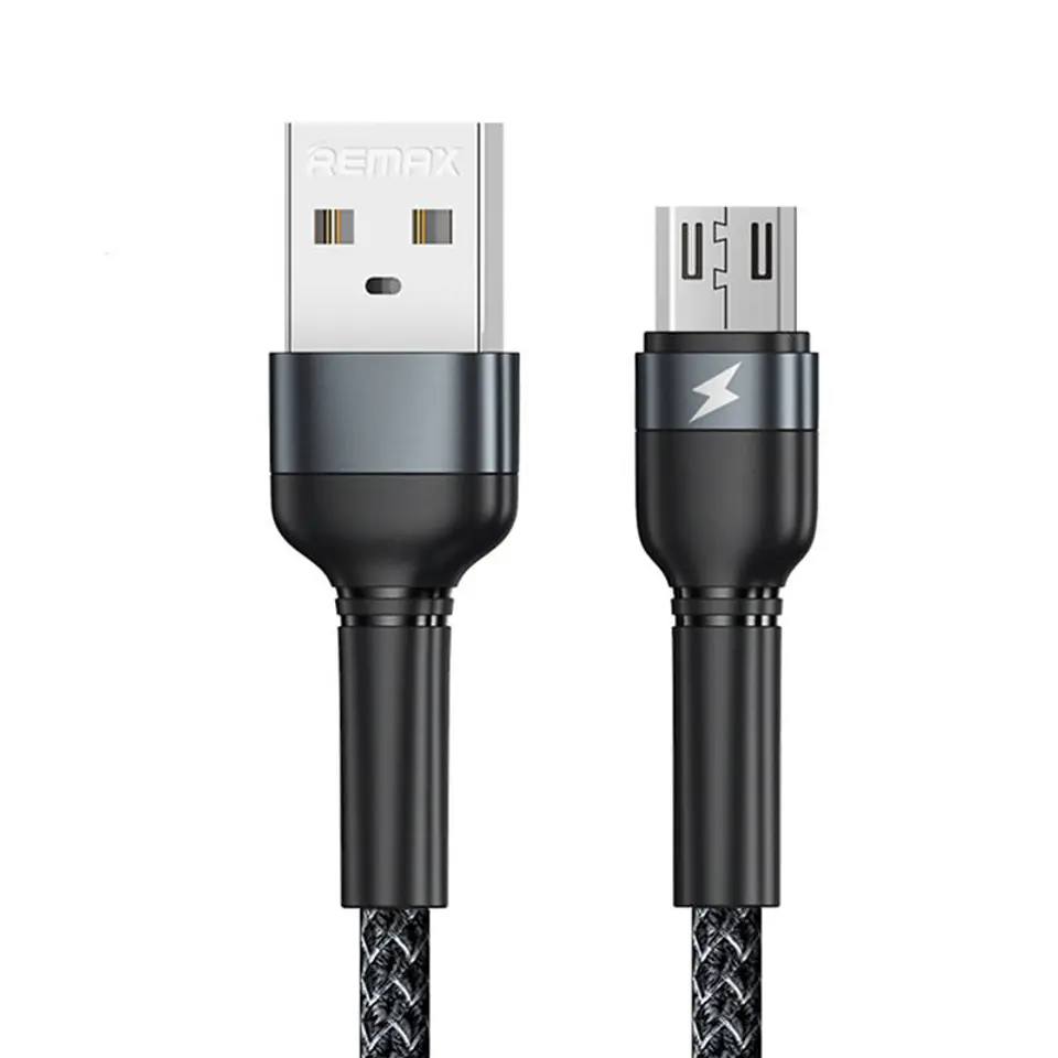 ⁨Kabel USB Micro Remax Jany Alloy, 1m, 2.4A (czarny)⁩ w sklepie Wasserman.eu