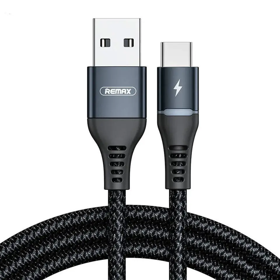 ⁨Kabel USB-C Remax Colorful Light, 1m, 2.4A (czarny)⁩ w sklepie Wasserman.eu