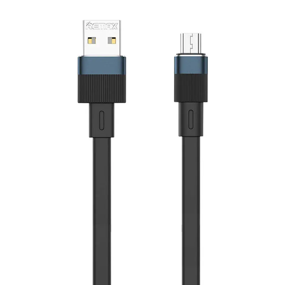 ⁨Kabel USB do micro USB Remax Flushing, RC-C001, 1m (czarny)⁩ w sklepie Wasserman.eu