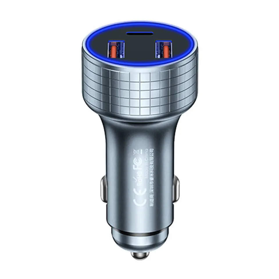 ⁨Ładowarka samochodowa 2x USB, USB-C REMAX RCC327, 83W (metaliczna)⁩ w sklepie Wasserman.eu