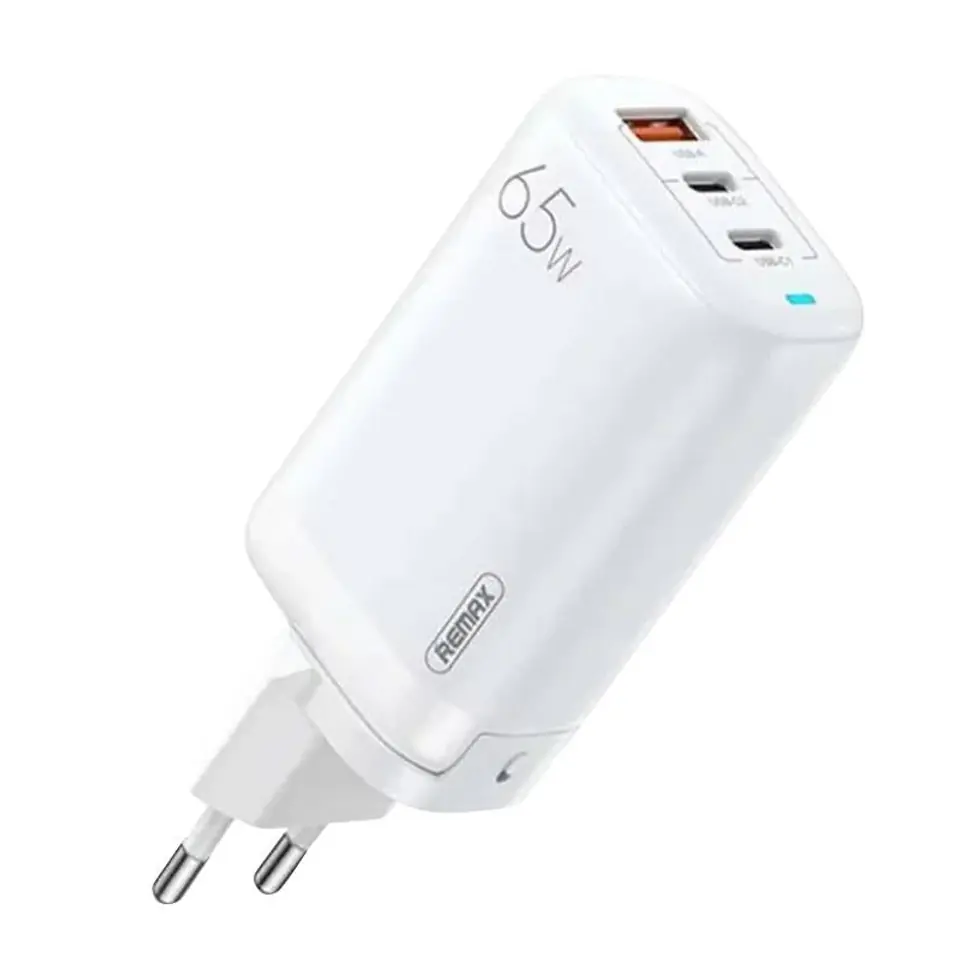 ⁨Ładowarka sieciowa Remax, RP-U55, 2x USB-C, USB,  EU 65W (czarna)⁩ w sklepie Wasserman.eu