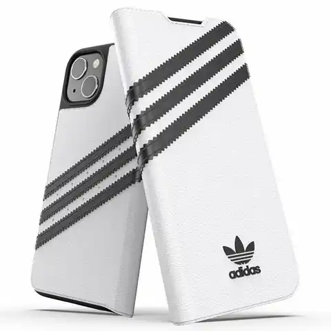 ⁨Adidas OR Booklet Case PU iPhone 13 6,1" czarno biały/black white 47092⁩ w sklepie Wasserman.eu