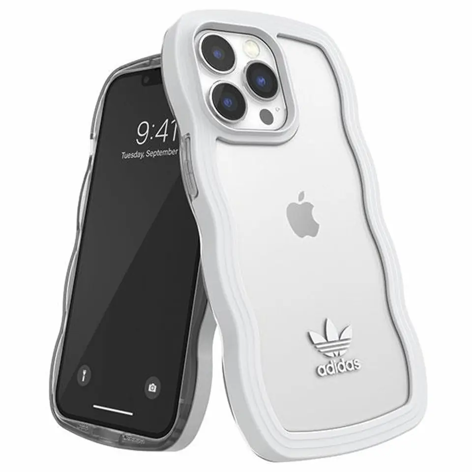 ⁨Adidas OR Wavy Case iPhone 13 Pro /13 6,1" biały-przezroczysty/white-transparent 51903⁩ w sklepie Wasserman.eu