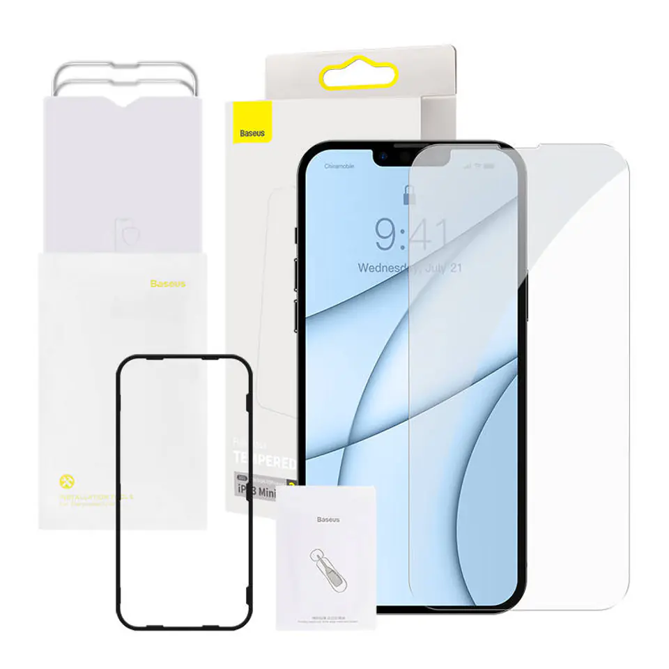 ⁨0.3mm Baseus Tempered Glass for iPhone 13 Mini (2pcs)⁩ at Wasserman.eu