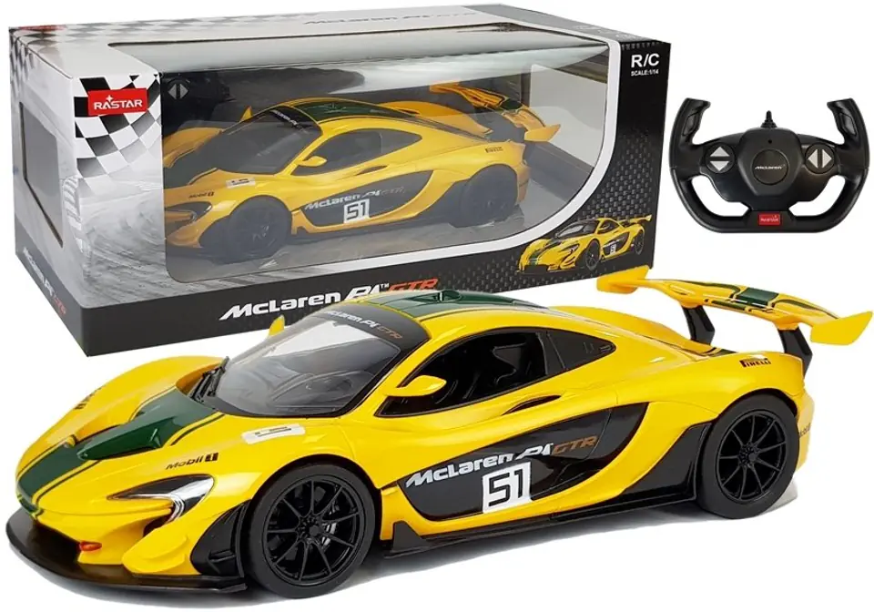 ⁨Auto R/C McLaren P1 GTR Rastar 1:14 Żółte na pilota⁩ w sklepie Wasserman.eu