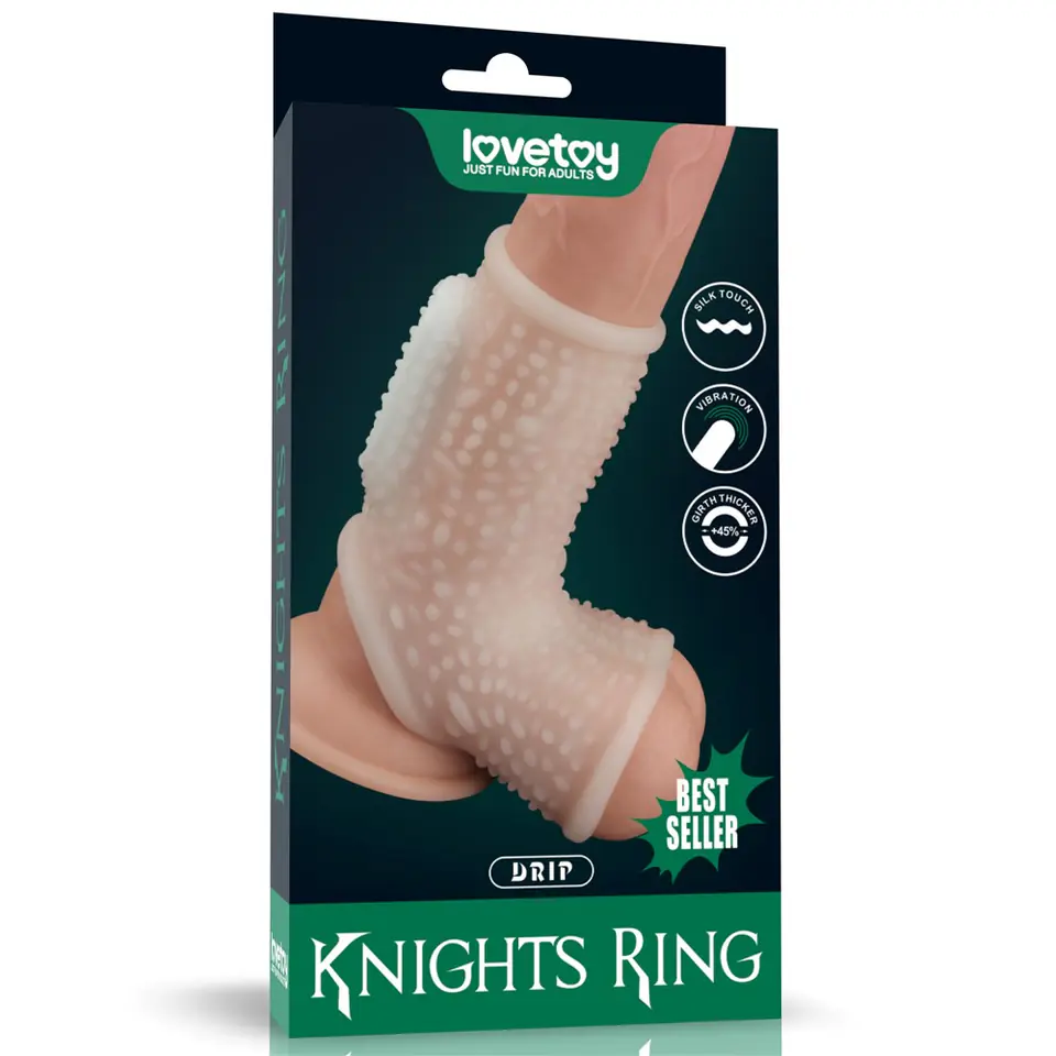 ⁨PIERŚCIEŃ VIBRATING DRIP KNIGHTS RING WITH SCROTUM SLEEVE⁩ w sklepie Wasserman.eu