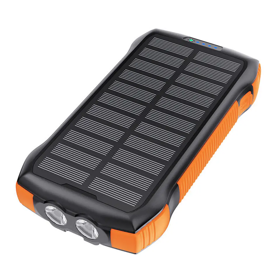 ⁨Powerbank solarny z ładowaniem indukcyjnym Choetech B567 3x USB  20000mAh 20W / QC 18W / Qi 10W (czarno-pomarańczowy)⁩ w sklepie Wasserman.eu