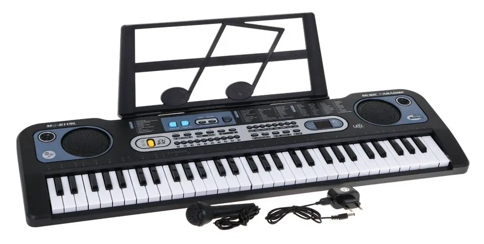 ⁨Keyboard z podświetlanymi klawiszami dla dzieci 5+ Mikrofon Stojak na nuty - model nr 6119⁩ w sklepie Wasserman.eu