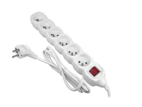 ⁨Extension cable 6 sockets with grounding and circuit breaker, 1.5 m, white. (1LM)⁩ at Wasserman.eu
