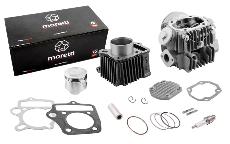 ⁨Cylinder i głowica Moretti do motoroweru 4T 80cc 139FMB srebrne⁩ w sklepie Wasserman.eu