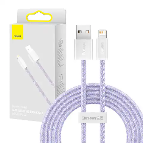 ⁨Kabel USB do Lightning Baseus Dynamic, 2.4A, 2m (Fioletowy)⁩ w sklepie Wasserman.eu