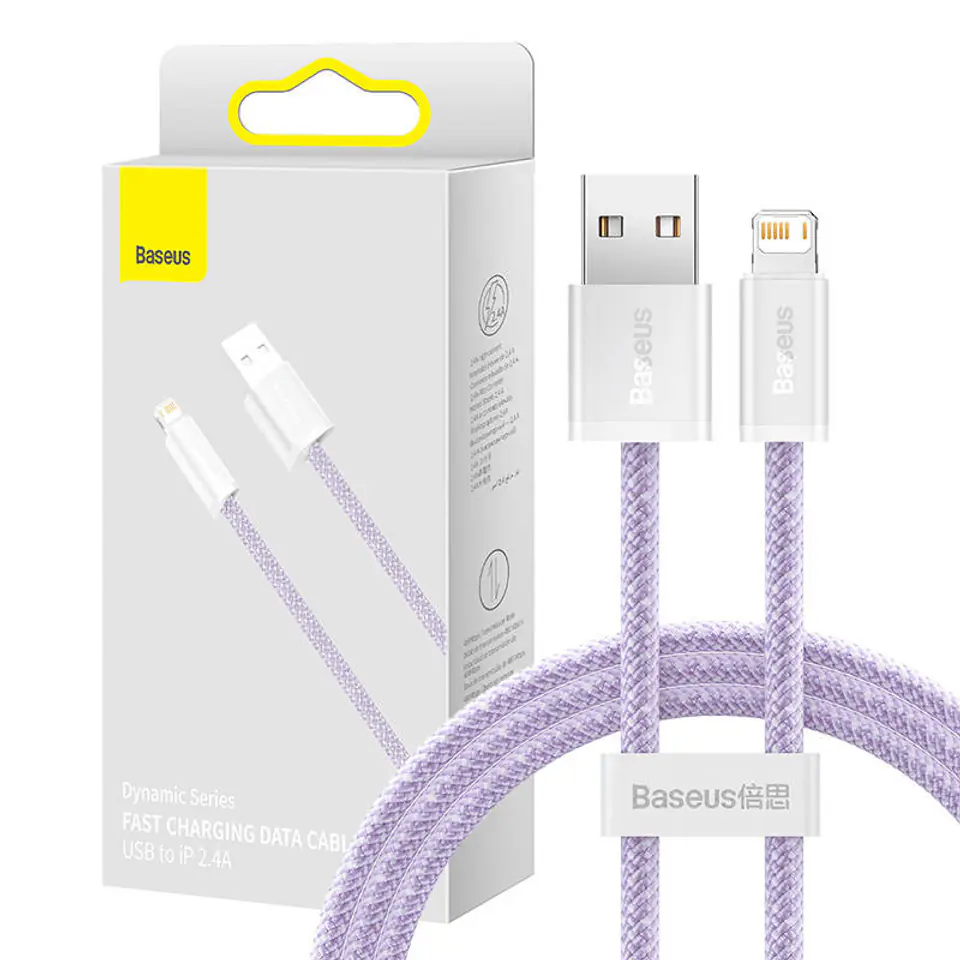 ⁨Kabel USB do Lightning Baseus Dynamic, 2.4A, 1m (fioletowy)⁩ w sklepie Wasserman.eu