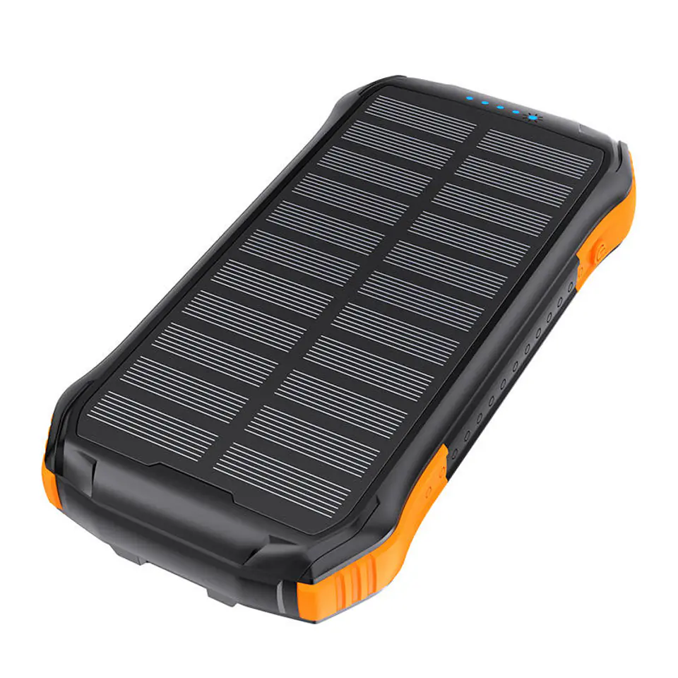 ⁨Powerbank solarny Choetech B658  2x USB 10000mAh Qi 5W (czarno-pomarańczowy)⁩ w sklepie Wasserman.eu