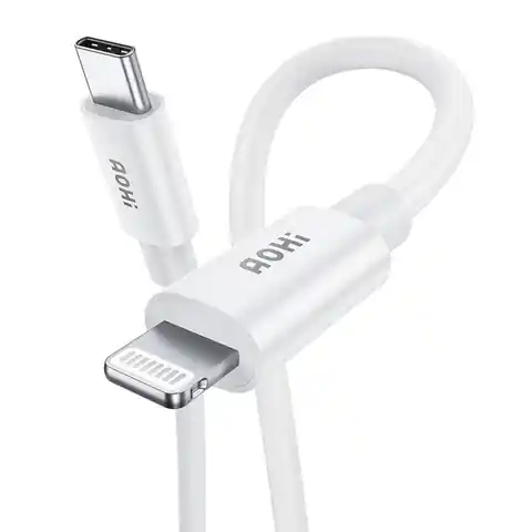 ⁨Kabel USB-C do Lightning AOHI AOC-L003, 1.2m, 3A, z certyfikatem MFi (biały)⁩ w sklepie Wasserman.eu