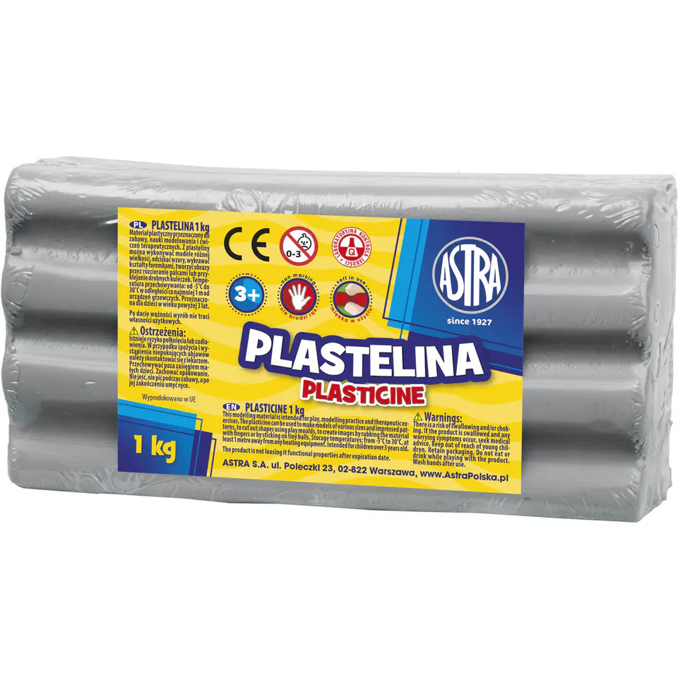 ⁨Plastelina szkolna dla dzieci 1kg popielata 303111023 ASTRA⁩ w sklepie Wasserman.eu