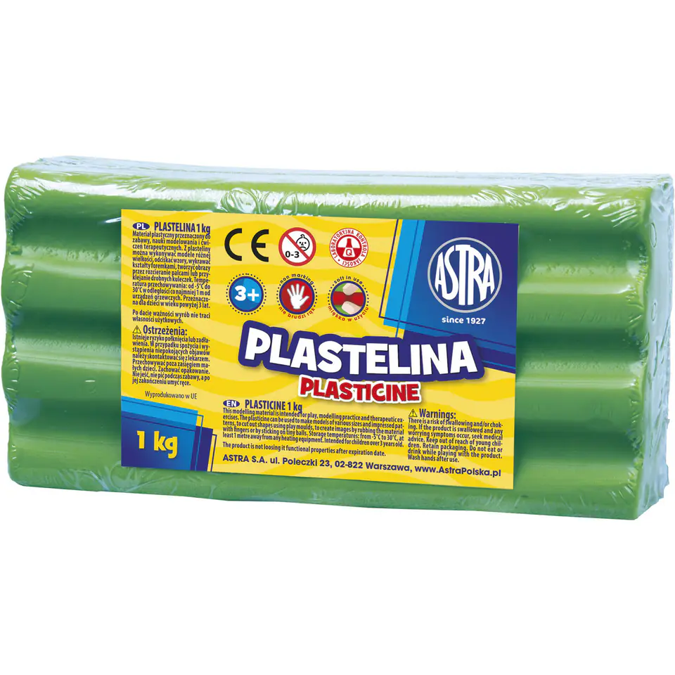 ⁨Plastelina Astra 1 kg zielona jasna 303111016 ASTRA⁩ w sklepie Wasserman.eu