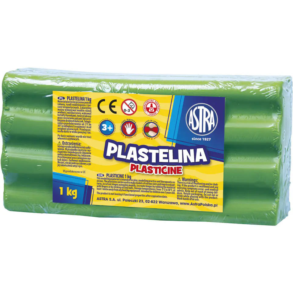 ⁨Plastelina szkolna dla dzieci 1kg zielona jasna 303111016 ASTRA⁩ w sklepie Wasserman.eu