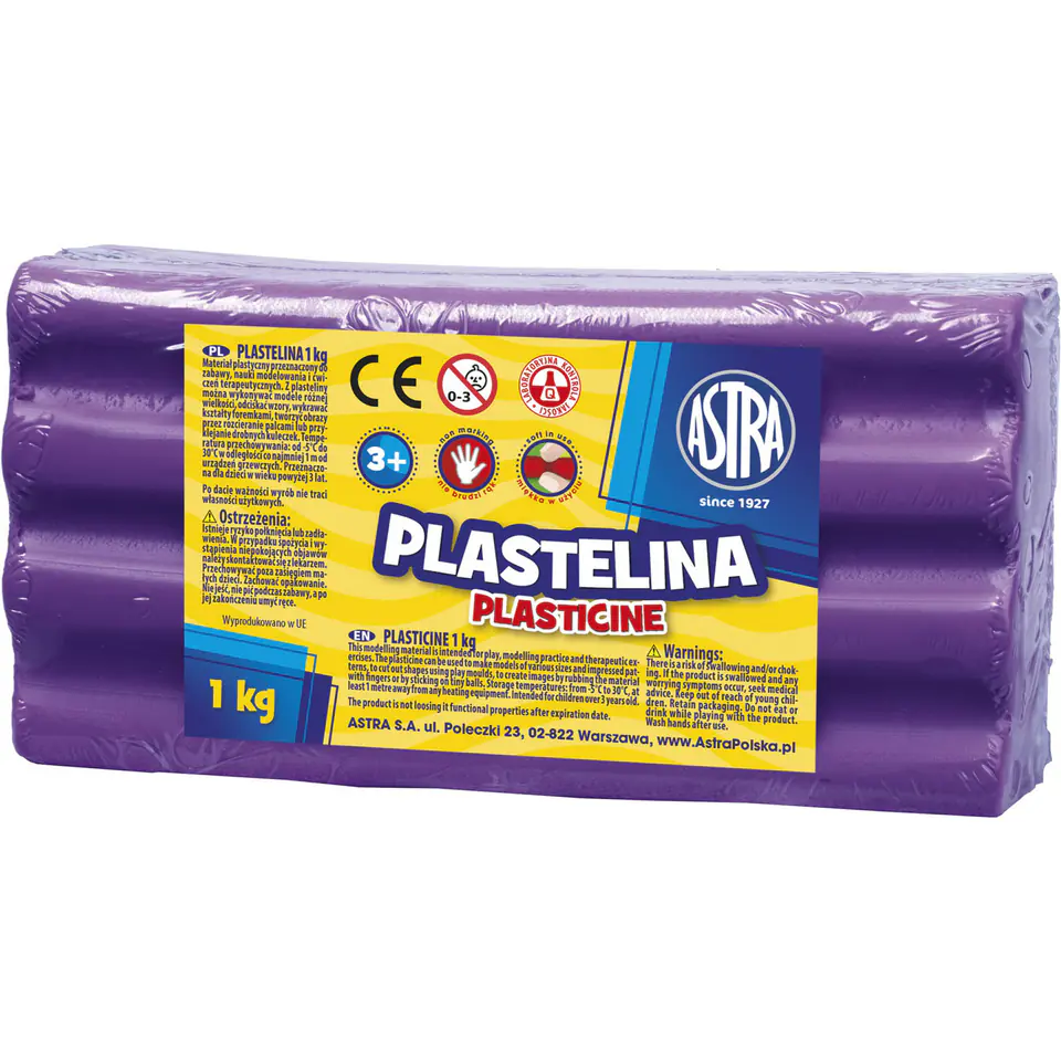 ⁨Plastelina Astra 1 kg fioletowa 303111010 ASTRA⁩ w sklepie Wasserman.eu