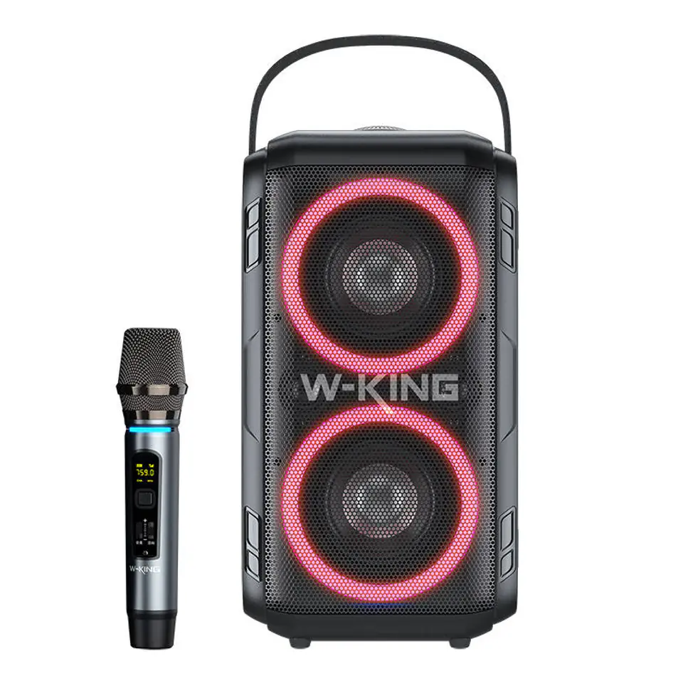 ⁨Głośnik bezprzewodowy Bluetooth W-KING T9 60W + mikrofon (czarny)⁩ w sklepie Wasserman.eu