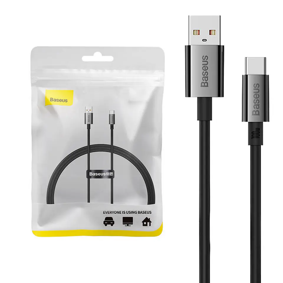 ⁨Kabel USB do USB-C Baseus Superior 100W 1m (czarny)⁩ w sklepie Wasserman.eu