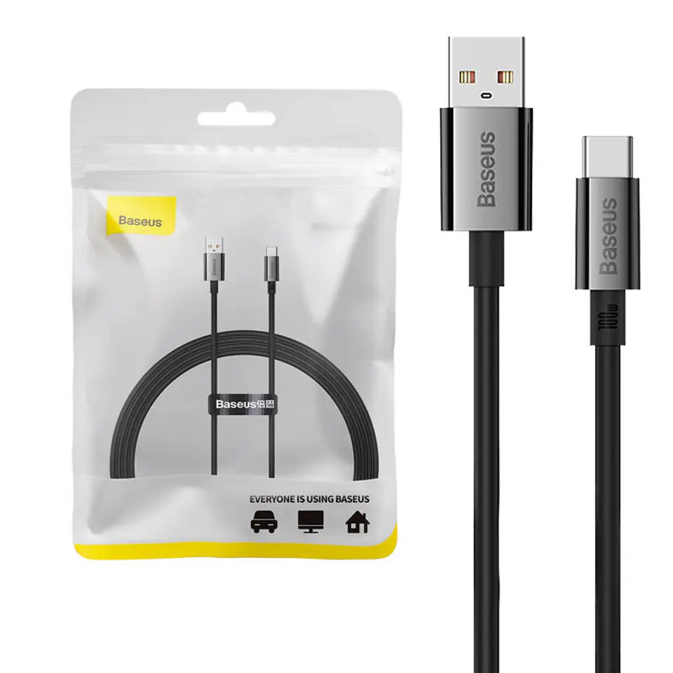 ⁨Kabel USB do USB-C Baseus Superior 100W 1,5m (czarny)⁩ w sklepie Wasserman.eu