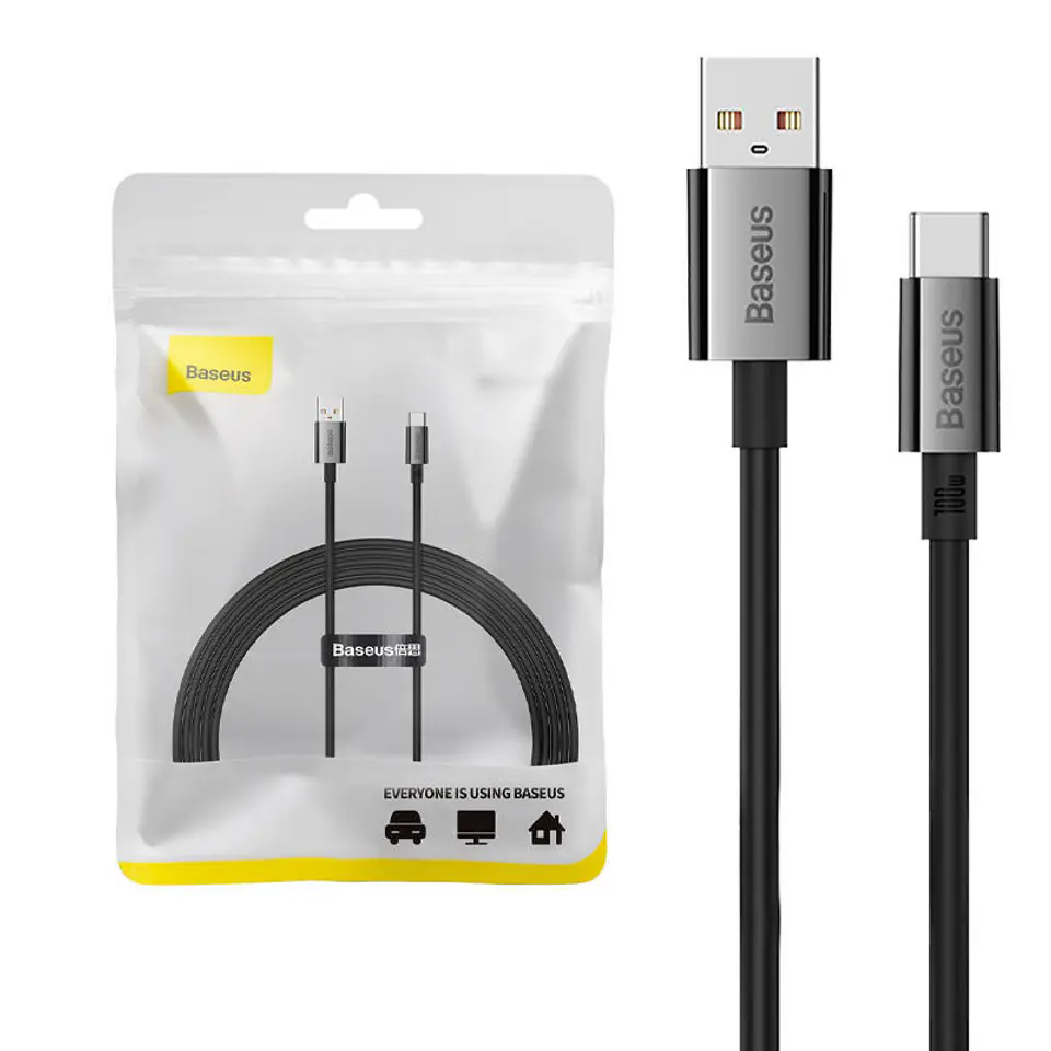 ⁨Kabel USB do USB-C Baseus Superior 100W 2m (czarny)⁩ w sklepie Wasserman.eu