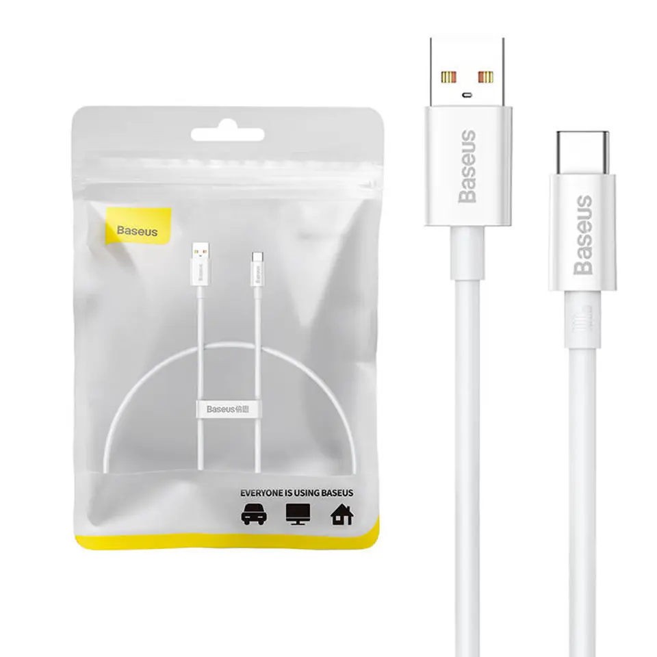 ⁨Kabel USB do USB-C Baseus Superior 100W 0.25m (biały)⁩ w sklepie Wasserman.eu