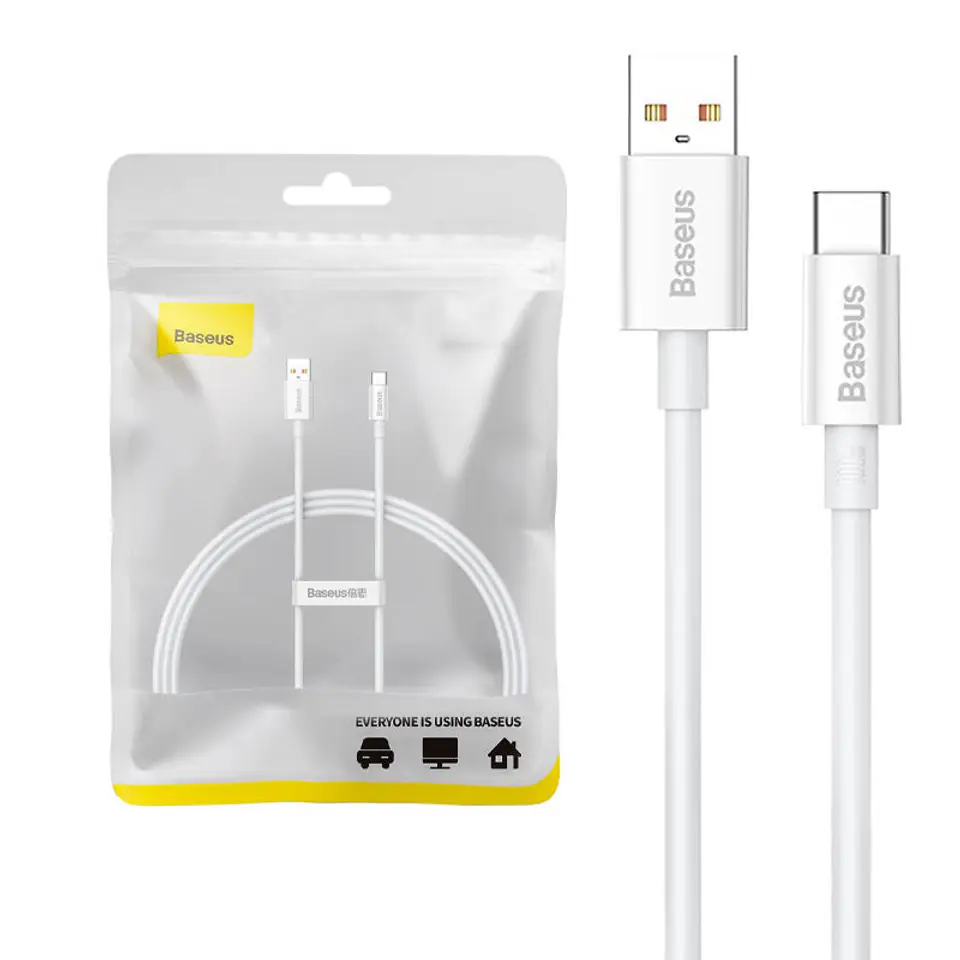 ⁨Kabel USB do USB-C Baseus Superior 100W 1m (biały)⁩ w sklepie Wasserman.eu